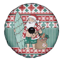 Hawaiian Funny Santa Surf Spare Tire Cover Mele Kalikimaka Palaka Quilt Pattern - Polynesian Pride