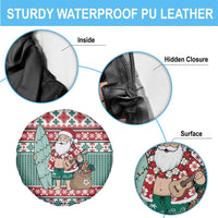 Hawaiian Funny Santa Surf Spare Tire Cover Mele Kalikimaka Palaka Quilt Pattern - Polynesian Pride