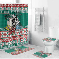Hawaiian Skull Surfs Bathroom Set Mele Kalikimaka Palaka Quilt Pattern - Polynesian Pride