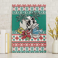 Hawaiian Skull Surfs Canvas Wall Art Mele Kalikimaka Palaka Quilt Pattern - Polynesian Pride