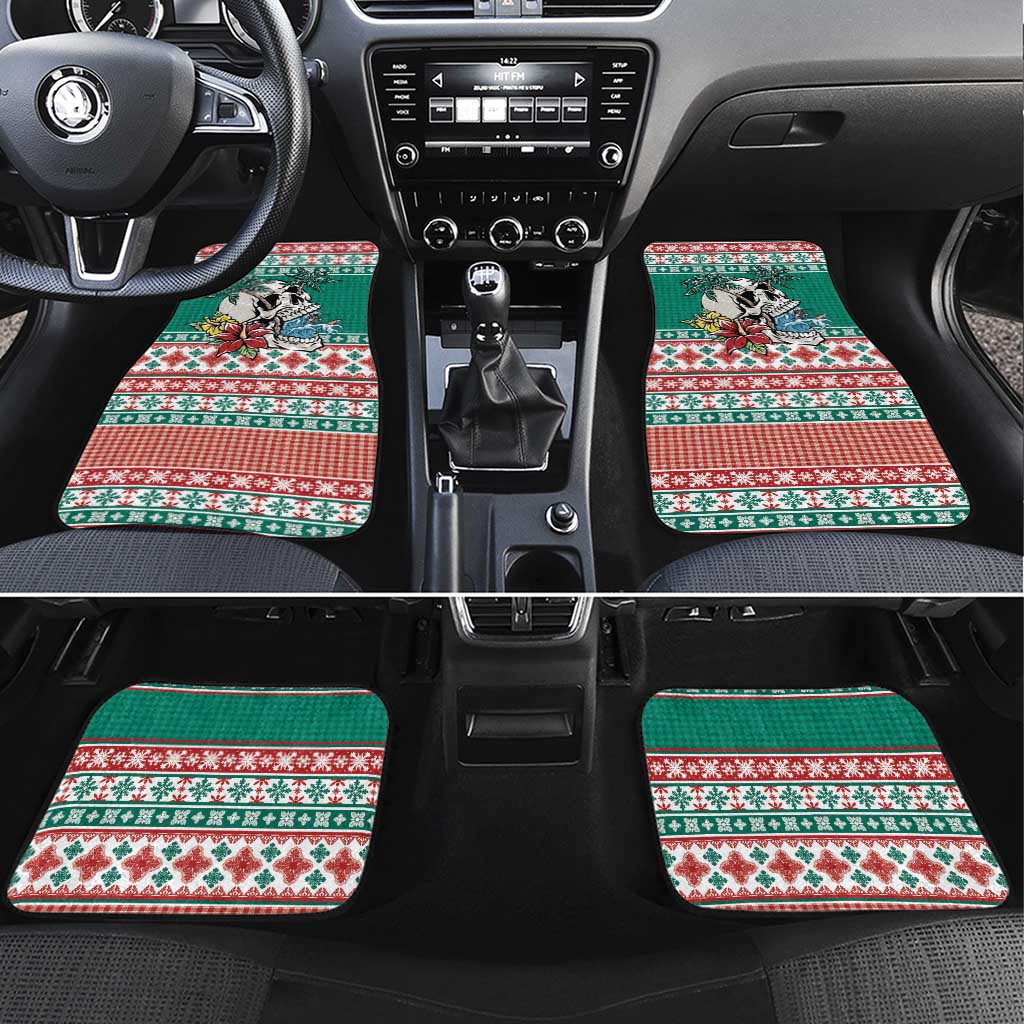 Hawaiian Skull Surfs Car Mats Mele Kalikimaka Palaka Quilt Pattern - Polynesian Pride