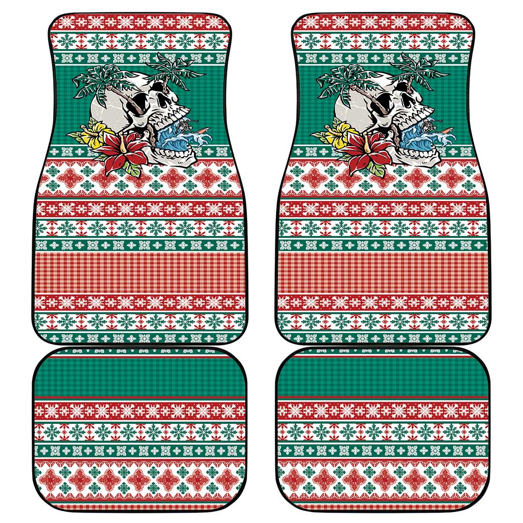 Hawaiian Skull Surfs Car Mats Mele Kalikimaka Palaka Quilt Pattern - Polynesian Pride