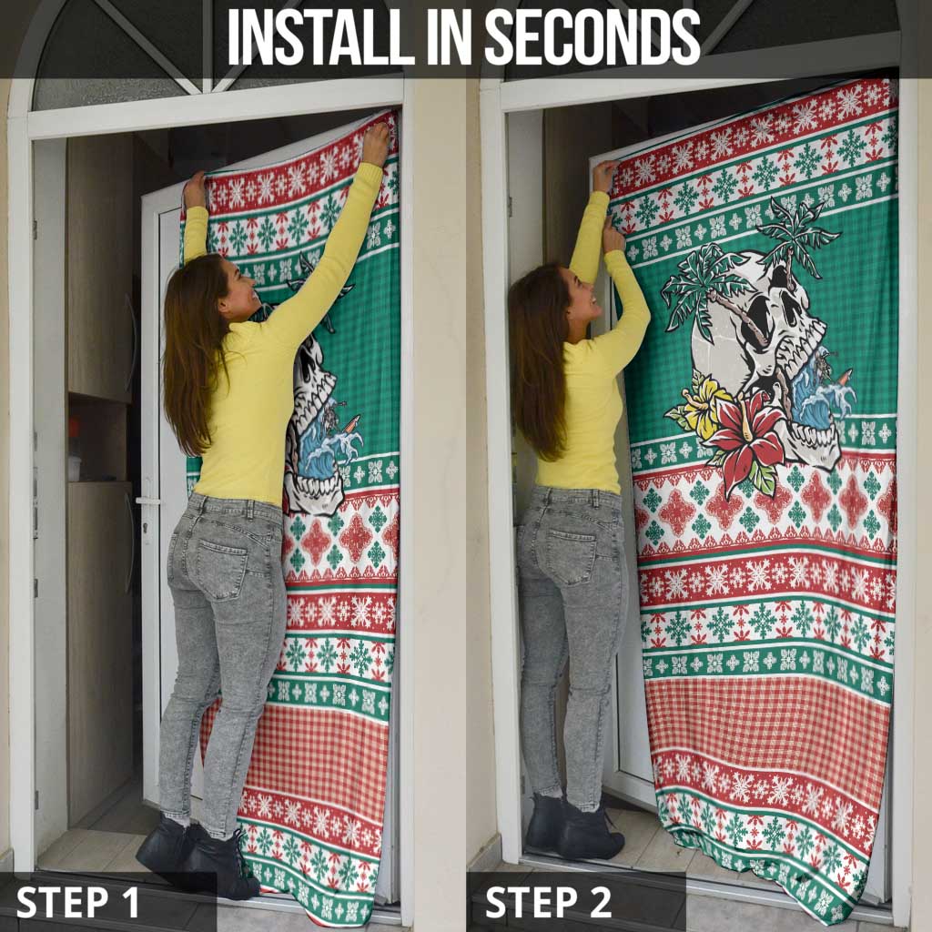 Hawaiian Skull Surfs Door Cover Mele Kalikimaka Palaka Quilt Pattern - Polynesian Pride