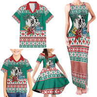 Hawaiian Skull Surfs Family Matching Tank Maxi Dress and Hawaiian Shirt Mele Kalikimaka Palaka Quilt Pattern - Polynesian Pride