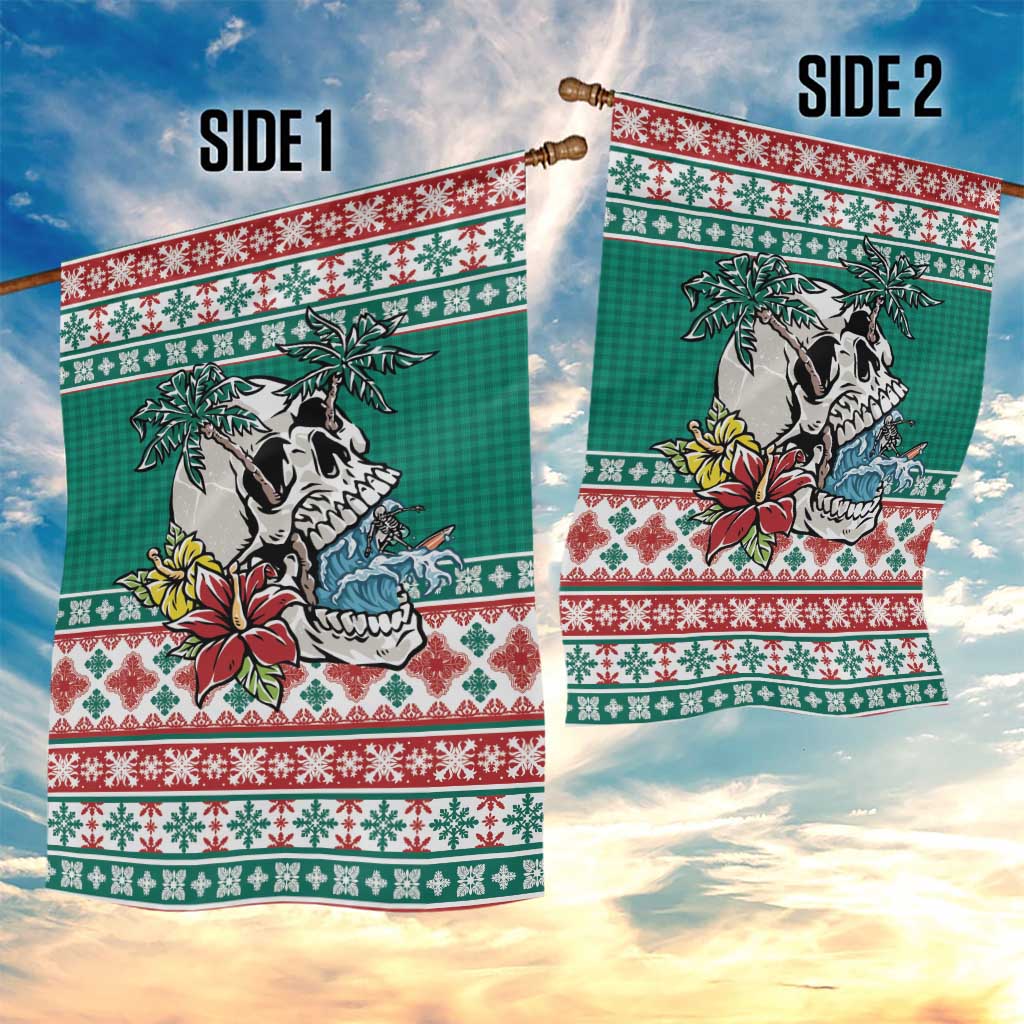 Hawaiian Skull Surfs Garden Flag Mele Kalikimaka Palaka Quilt Pattern - Polynesian Pride