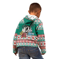 Hawaiian Skull Surfs Kid Hoodie Mele Kalikimaka Palaka Quilt Pattern - Polynesian Pride