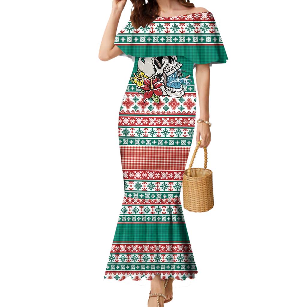 Hawaiian Skull Surfs Mermaid Dress Mele Kalikimaka Palaka Quilt Pattern - Polynesian Pride