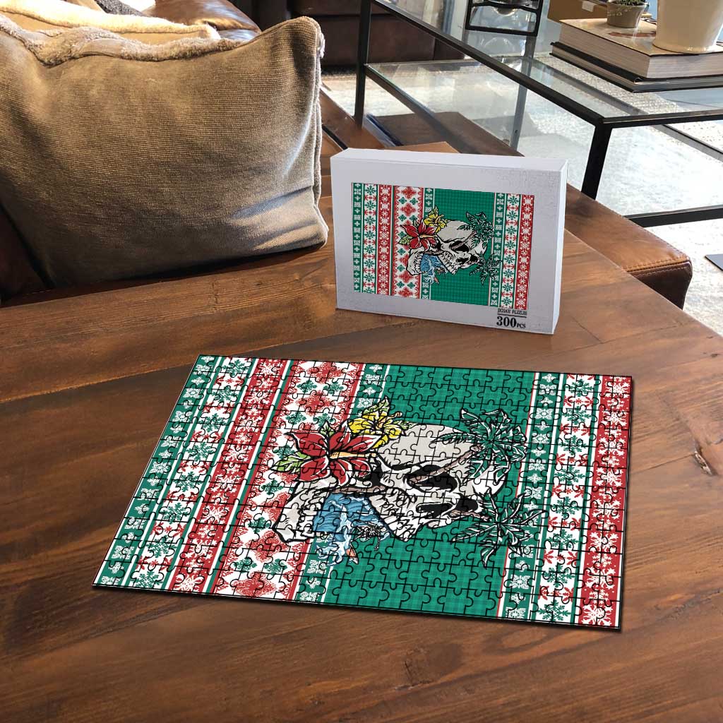 Hawaiian Skull Surfs Puzzle Mele Kalikimaka Palaka Quilt Pattern - Polynesian Pride