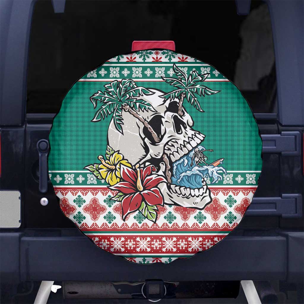 Hawaiian Skull Surfs Spare Tire Cover Mele Kalikimaka Palaka Quilt Pattern - Polynesian Pride