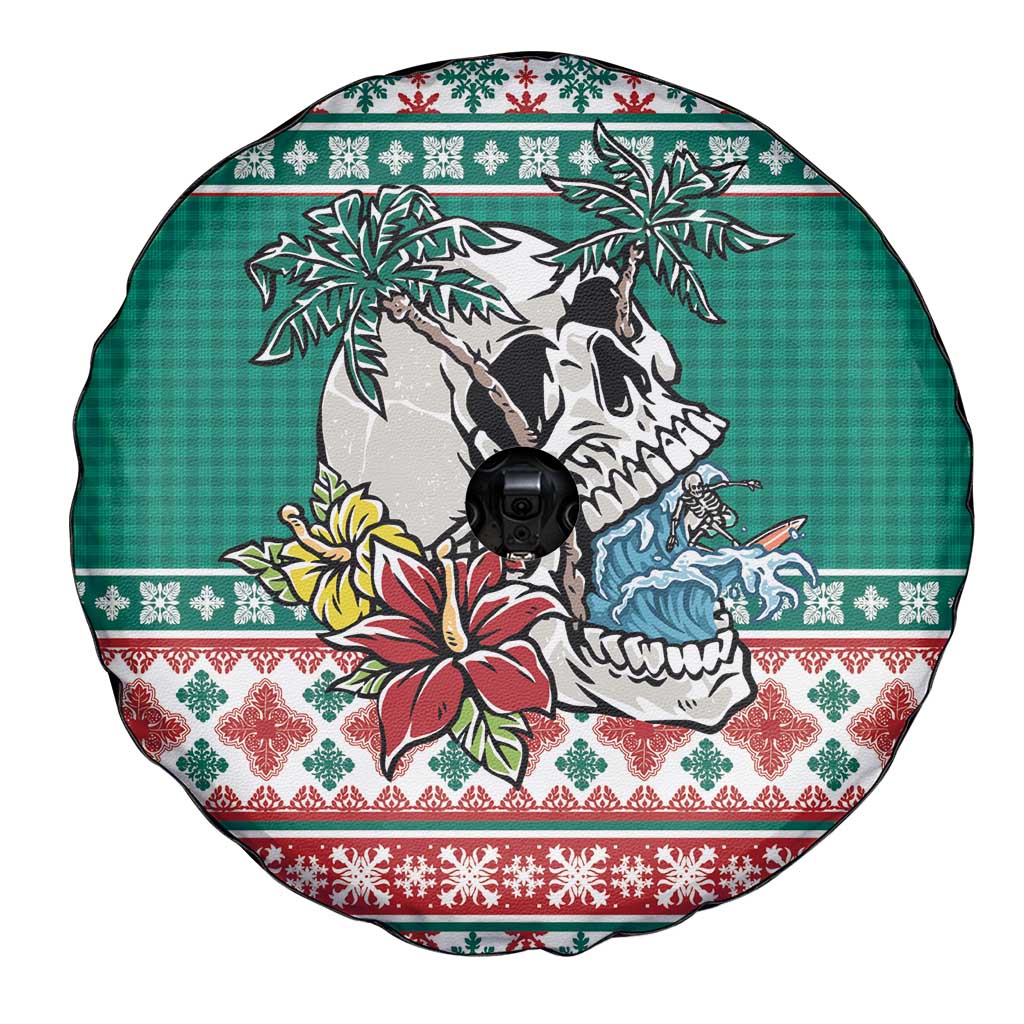 Hawaiian Skull Surfs Spare Tire Cover Mele Kalikimaka Palaka Quilt Pattern - Polynesian Pride