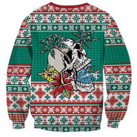 Hawaiian Skull Surfs Sweatshirt Mele Kalikimaka Palaka Quilt Pattern - Polynesian Pride