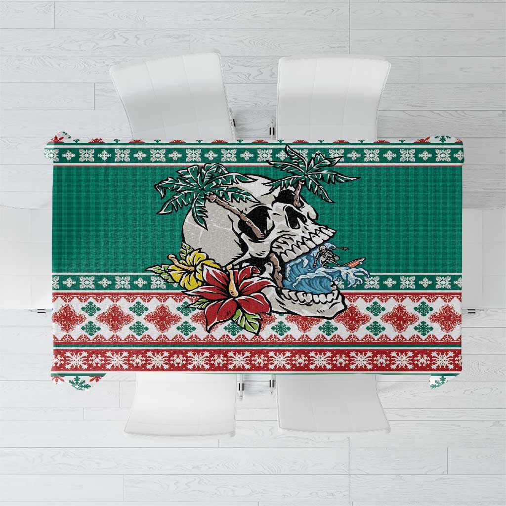 Hawaiian Skull Surfs Tablecloth Mele Kalikimaka Palaka Quilt Pattern - Polynesian Pride