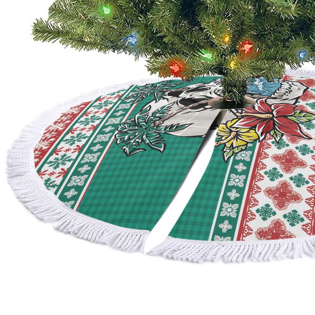 Hawaiian Skull Surfs Tree Skirt Mele Kalikimaka Palaka Quilt Pattern - Polynesian Pride
