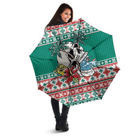 Hawaiian Skull Surfs Umbrella Mele Kalikimaka Palaka Quilt Pattern - Polynesian Pride