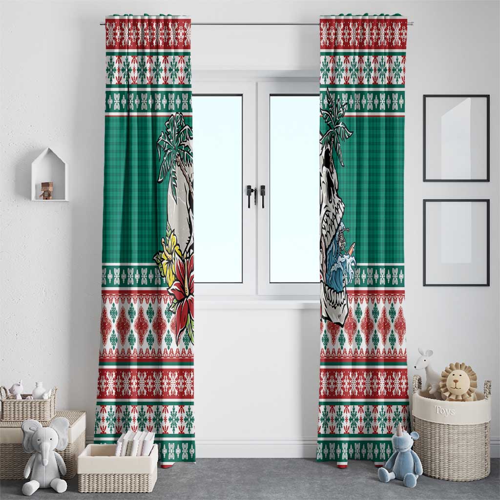 Hawaiian Skull Surfs Window Curtain Mele Kalikimaka Palaka Quilt Pattern - Polynesian Pride