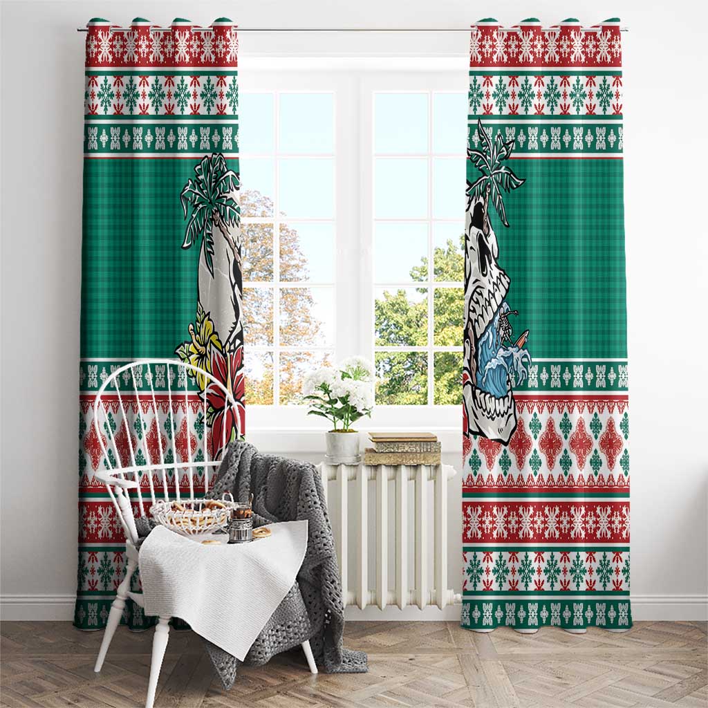 Hawaiian Skull Surfs Window Curtain Mele Kalikimaka Palaka Quilt Pattern - Polynesian Pride