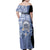 Aloha Vintage Hawaii Tribal Family Matching Off Shoulder Maxi Dress and Hawaiian Shirt Blue Style LT9 - Polynesian Pride