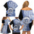 Aloha Vintage Hawaii Tribal Family Matching Off Shoulder Short Dress and Hawaiian Shirt Blue Style LT9 - Polynesian Pride