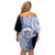 Aloha Vintage Hawaii Tribal Family Matching Off Shoulder Short Dress and Hawaiian Shirt Blue Style LT9 - Polynesian Pride