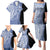 Aloha Vintage Hawaii Tribal Family Matching Puletasi Dress and Hawaiian Shirt Blue Style LT9 - Polynesian Pride