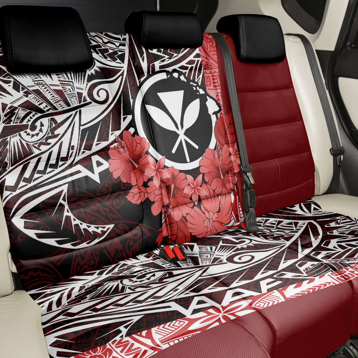 Aloha Vintage Hawaii Tribal Back Car Seat Cover Red Style LT9 - Polynesian Pride