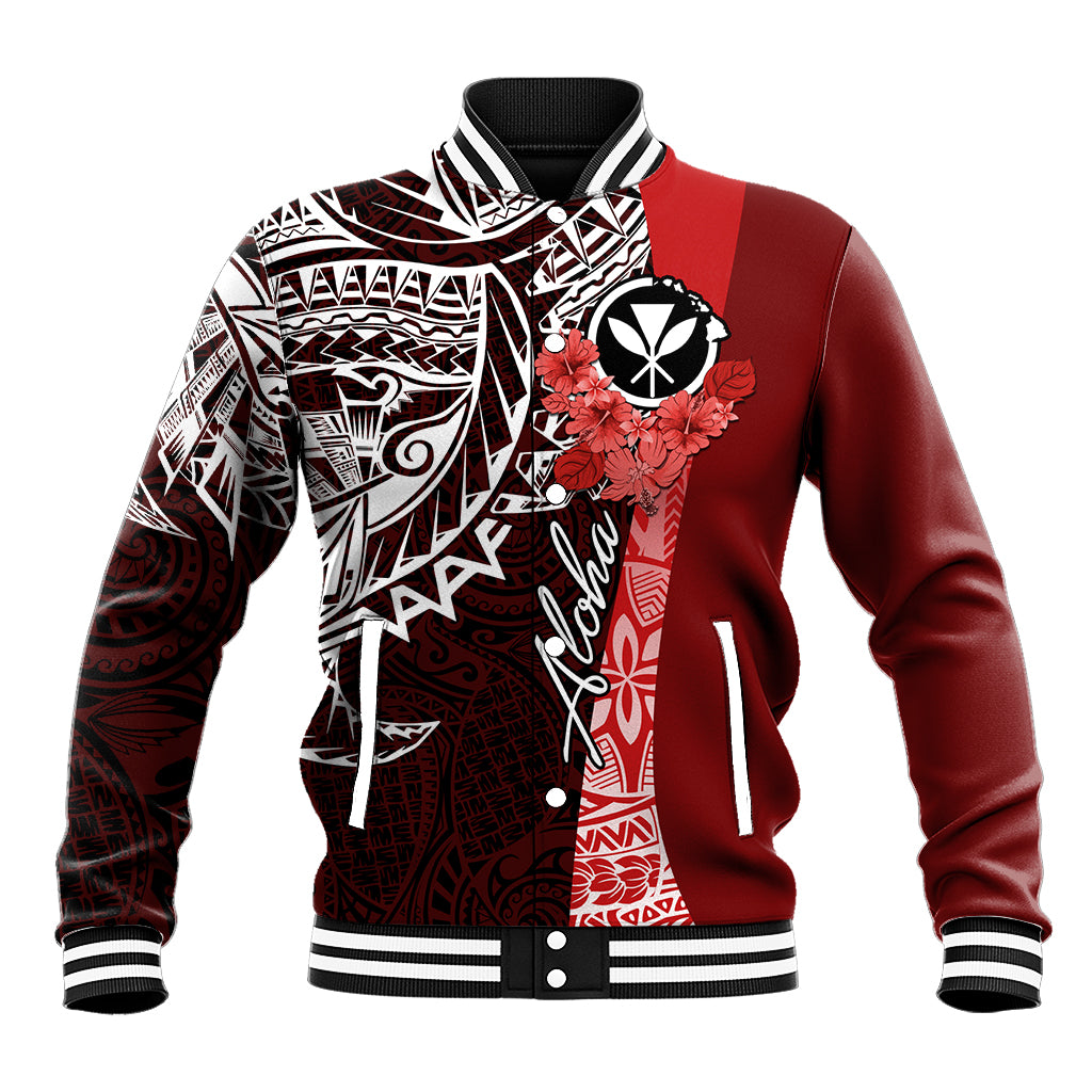 Aloha Vintage Hawaii Tribal Baseball Jacket Red Style LT9 Unisex Red - Polynesian Pride
