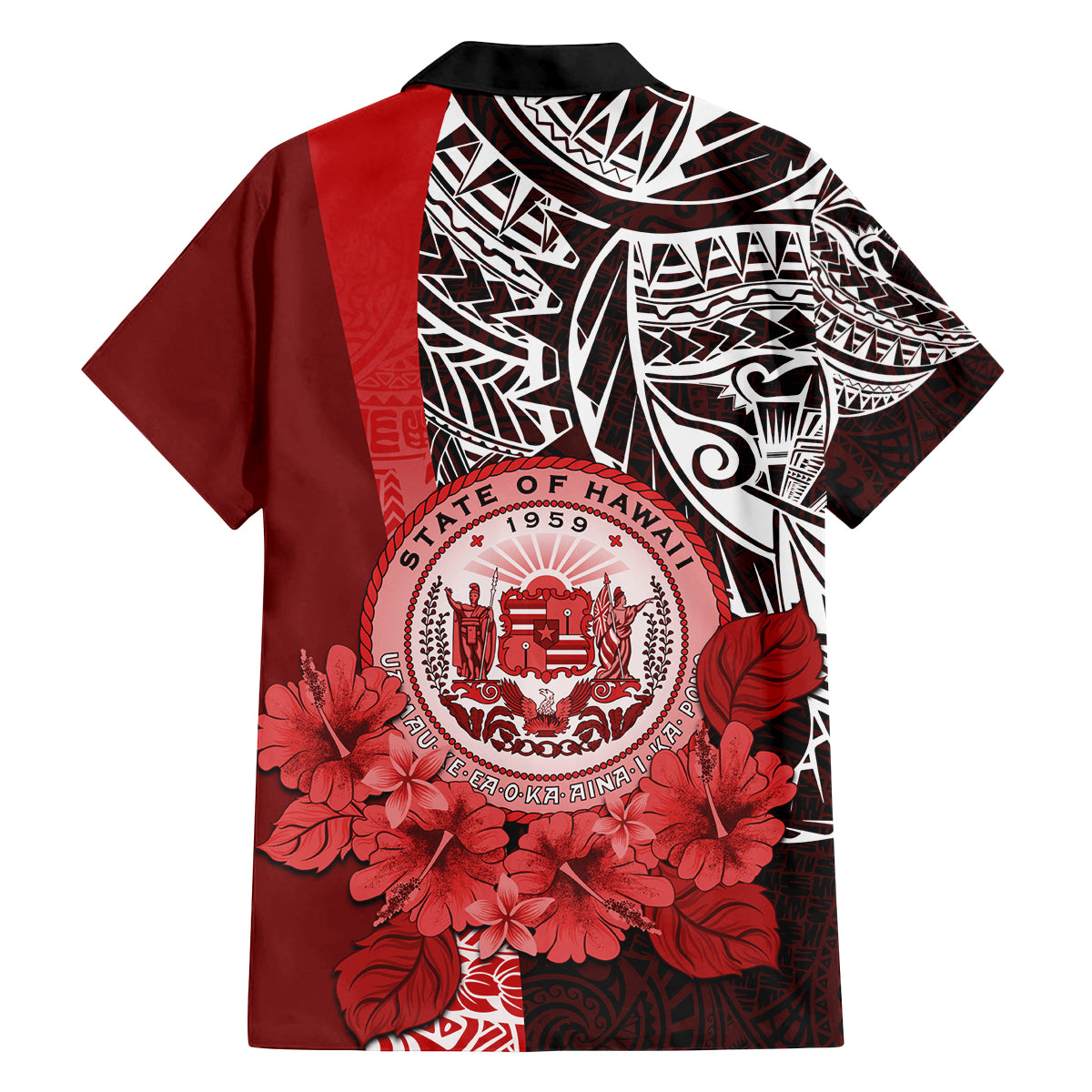 Aloha Vintage Hawaii Tribal Family Matching Off Shoulder Maxi Dress and Hawaiian Shirt Red Style LT9 - Polynesian Pride