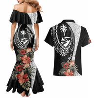 Hafa Adai Guam Couples Matching Mermaid Dress and Hawaiian Shirt Tropical Flowers with Polynesian Pattern LT9 - Polynesian Pride