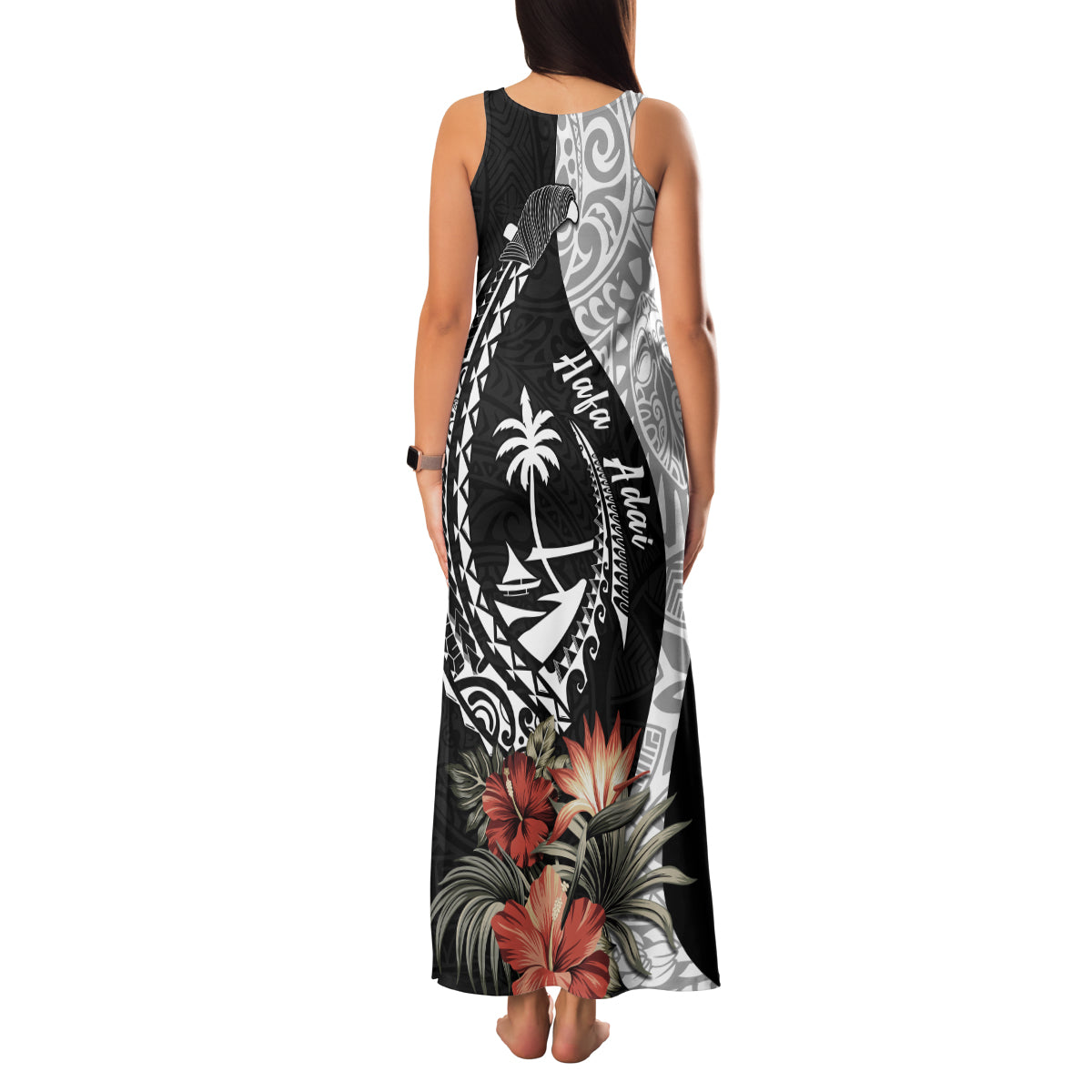 Hafa Adai Guam Family Matching Tank Maxi Dress and Hawaiian Shirt Tropical Flowers with Polynesian Pattern LT9 - Polynesian Pride