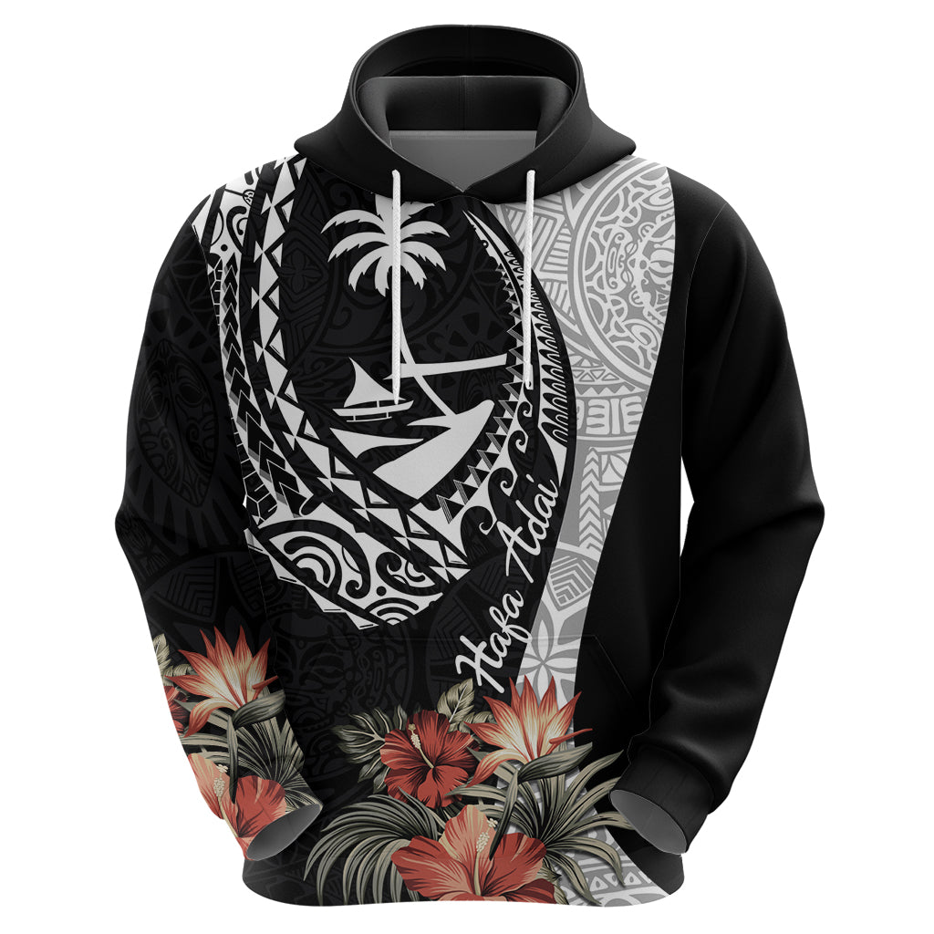 Hafa Adai Guam Hoodie Tropical Flowers with Polynesian Pattern LT9 - Polynesian Pride