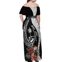 Hafa Adai Guam Off Shoulder Maxi Dress Tropical Flowers with Polynesian Pattern LT9 - Polynesian Pride