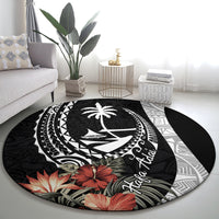 Hafa Adai Guam Round Carpet Tropical Flowers with Polynesian Pattern LT9 - Polynesian Pride