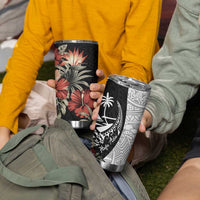 Guam Hafa Adai Tumbler Cup Tropical Flowers with Polynesian Pattern