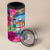 Bula Fiji Vintage Fijian Masi Pattern 4 in 1 Can Cooler Tumbler Blue Unique