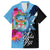 Bula Fiji Vintage Fijian Masi Pattern Family Matching Off Shoulder Short Dress and Hawaiian Shirt Blue Unique LT9 Dad's Shirt - Short Sleeve Blue - Polynesian Pride