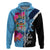 Bula Fiji Vintage Fijian Masi Pattern Hoodie Blue Unique LT9 Zip Hoodie Blue - Polynesian Pride