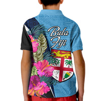 Bula Fiji Vintage Fijian Masi Pattern Kid Polo Shirt Blue Unique LT9 - Polynesian Pride