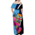 Bula Fiji Vintage Fijian Masi Pattern Off Shoulder Maxi Dress Blue Unique LT9 - Polynesian Pride