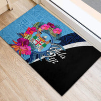Bula Fiji Vintage Fijian Masi Pattern Rubber Doormat Blue Unique LT9 - Polynesian Pride
