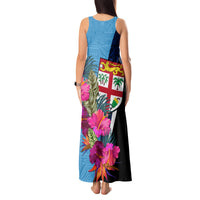 Bula Fiji Vintage Fijian Masi Pattern Tank Maxi Dress Blue Unique LT9 - Polynesian Pride