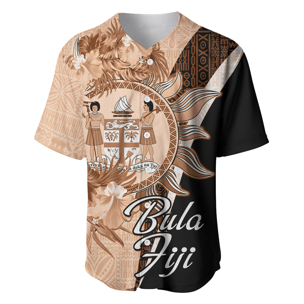 Bula Fiji Vintage Fijian Masi Pattern Baseball Jersey Peach Fuzz Unique LT9 Peach Fuzz - Polynesian Pride