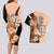 Bula Fiji Vintage Fijian Masi Pattern Couples Matching Long Sleeve Bodycon Dress and Hawaiian Shirt Peach Fuzz Unique LT9 - Polynesian Pride