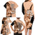 Bula Fiji Vintage Fijian Masi Pattern Family Matching Long Sleeve Bodycon Dress and Hawaiian Shirt Peach Fuzz Unique LT9 - Polynesian Pride