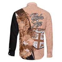 Bula Fiji Vintage Fijian Masi Pattern Family Matching Long Sleeve Bodycon Dress and Hawaiian Shirt Peach Fuzz Unique LT9 - Polynesian Pride