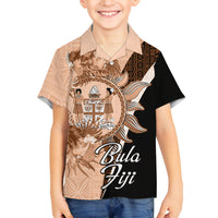 Bula Fiji Vintage Fijian Masi Pattern Family Matching Tank Maxi Dress and Hawaiian Shirt Peach Fuzz Unique LT9 Son's Shirt Peach Fuzz - Polynesian Pride