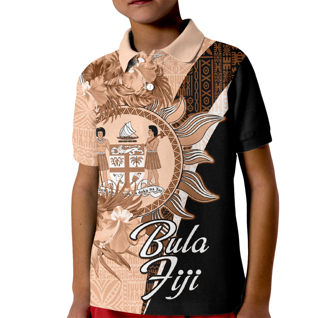 Bula Fiji Vintage Fijian Masi Pattern Kid Polo Shirt Peach Fuzz Unique LT9 Kid Peach Fuzz - Polynesian Pride