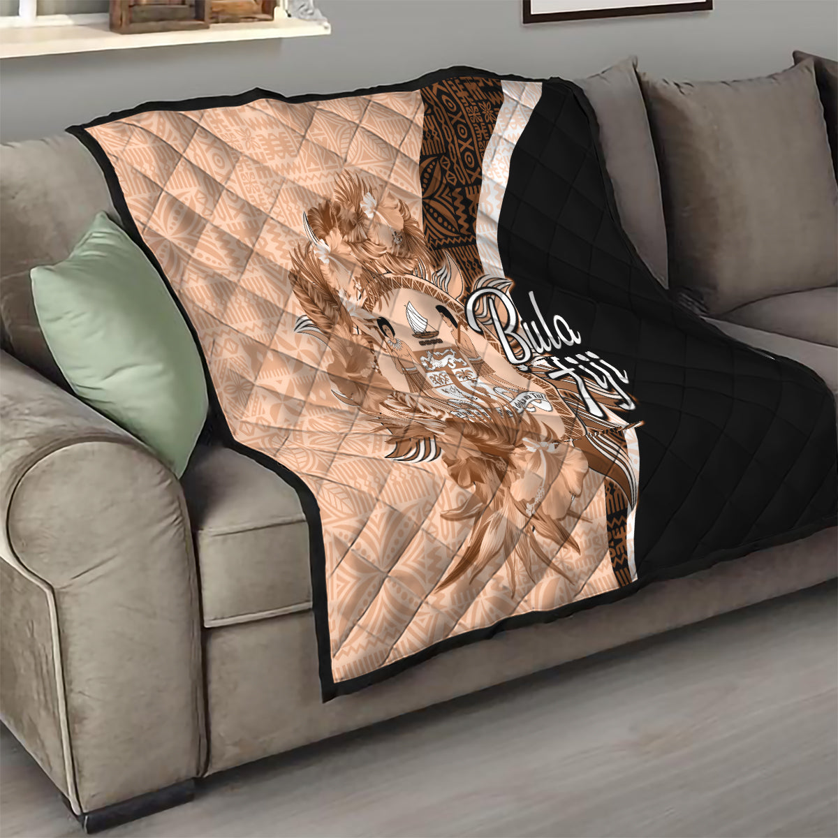 Bula Fiji Vintage Fijian Masi Pattern Quilt Peach Fuzz Unique LT9 - Polynesian Pride