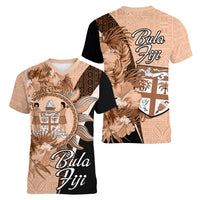 Bula Fiji Vintage Fijian Masi Pattern Women V Neck T Shirt Peach Fuzz Unique LT9 - Polynesian Pride