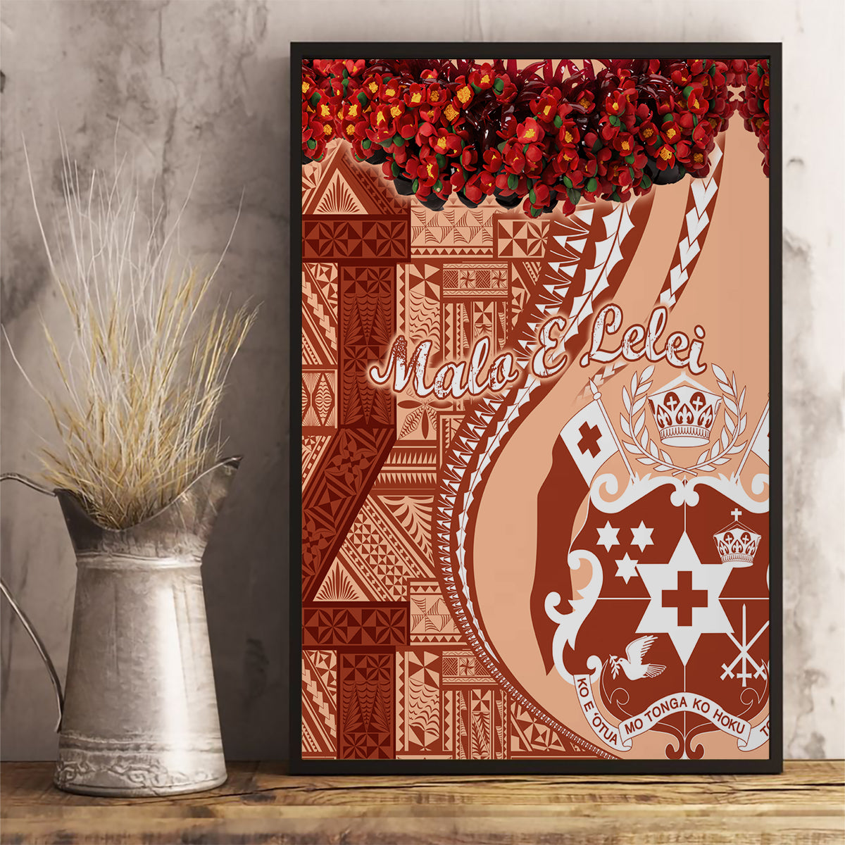 Vintage Tonga Kahoa Heilala Flower Canvas Wall Art LT9 - Polynesian Pride