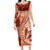 Vintage Tonga Kahoa Heilala Flower Long Sleeve Bodycon Dress LT9 Long Dress Peach Fuzz - Polynesian Pride